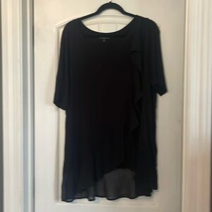 Black flowy with see through ruffles. Size 18/20